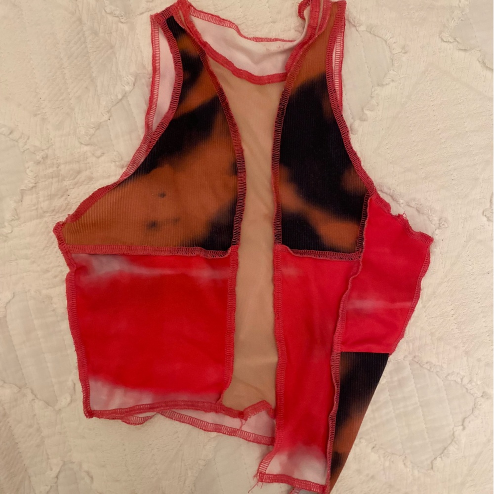 stretchy mesh pink and orange rave/party/festival top